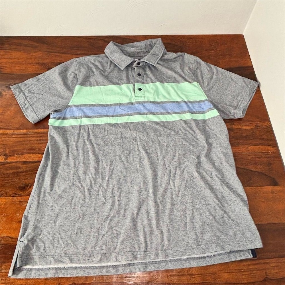Nautica Men's 2XL Gray Striped Polo Shirt Short Sleeve Casual‎